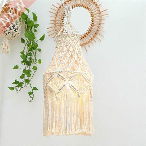 Macrame Tassel Lamp Shade Woven Boho Lampshade Cover