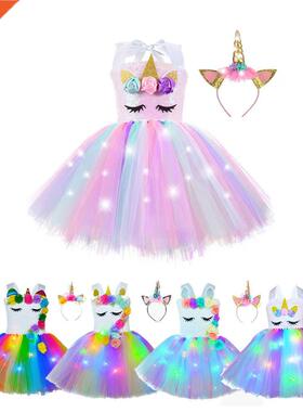 Girl Unicorn Dresses for Girls Tutu Princess Party Dresses w