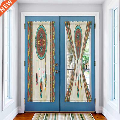 Indian Feather Ethnic Illustration Door Curtains for Living