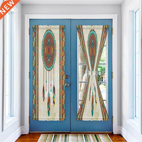 Indian Feather Ethnic Illustration Door Curtains for Living
