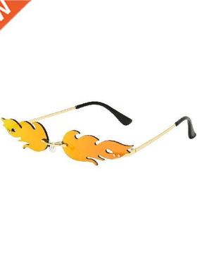 2021 Fashion Fire Flame Sunglasses Women Rimless Wave Sun