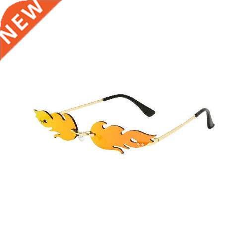 2021 Fashion Fire Flame Sunglasses Women Rimless Wave Sun