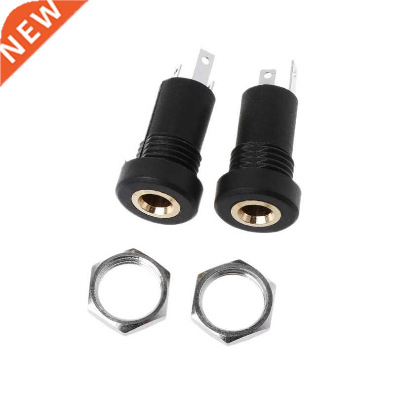 2X 3.5MM Jack Socket 3 Black Stereo Solder Panel Mount Gold