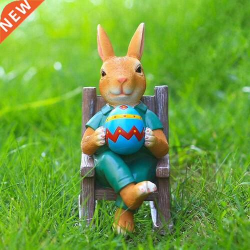 Decorative Bunny Ornament Anti-fade Resin Rabbit on Rocking