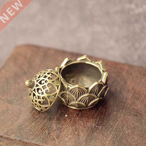 Retro Copper Small Lotus Pocket Hollow Out Incense Stick Bur
