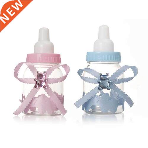 Cute Plastic Milk Bottle Candy Boxes 12pcs Clear Bow Gift Pa