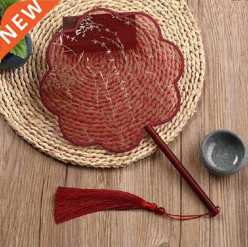 Circul Fan Hot Gold and Silver Blackwood Real Silk Court
