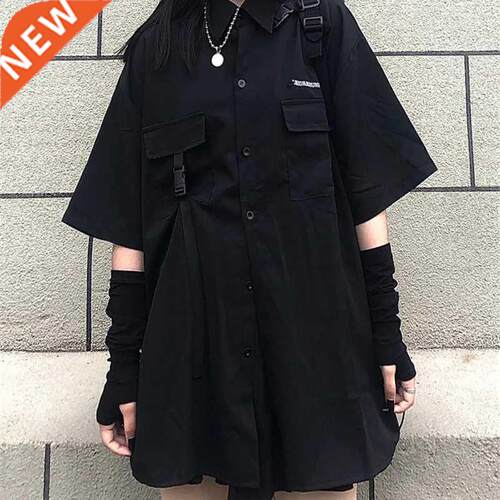 Single / set summer Korean versatile dark loose BF shirt top