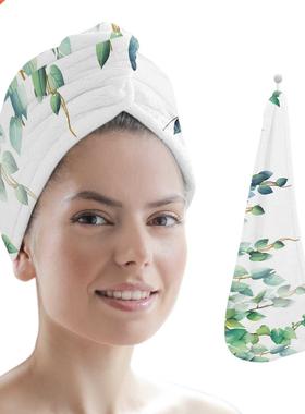 Plant Green Leaves Microfiber Quick Dry Hair Towel Bathroom