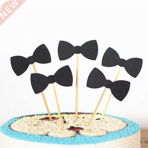 5pc/lot Cupcake Toppers Paper Cake Toppers Beard Hat Bow Sui