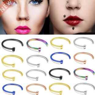 JUNLOWPY 2pcs Fake Nose Ring Labret Lip Ring C Clip Clicker
