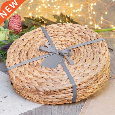 6 Pack Round Water Hyacinth Placemat,Quality Woven Wicker Ta
