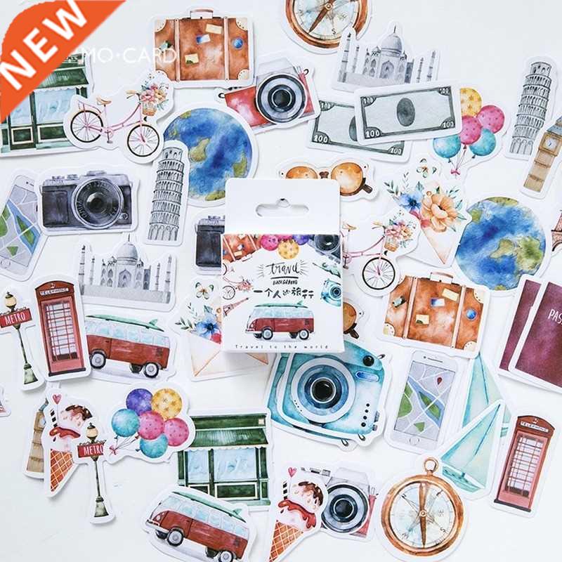 46 Pcs Diy Cute Kawaii Sticker Girl Papers Travel Label Stic