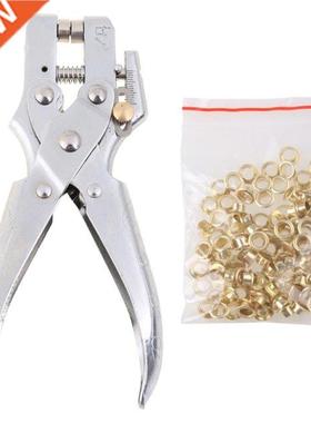 Hole Punch Hand Plier with 100Pcs Grommets Leather Strap Bel