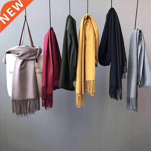 Winter Scarf Long Acrylic Solid Color Warm Thickening Shawl