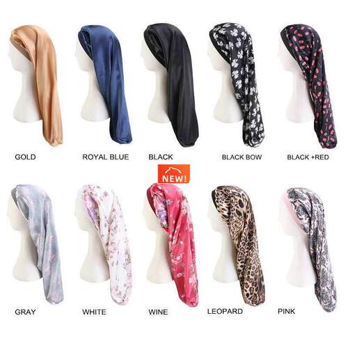 Satin Bonnet Sleep Hair Cap with Hair Band Long Hair Care
