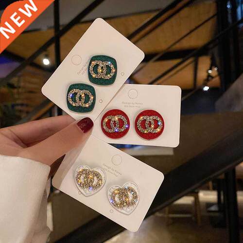 Rhinestone Geometric Stud Earrings for Women Girls 2022 New