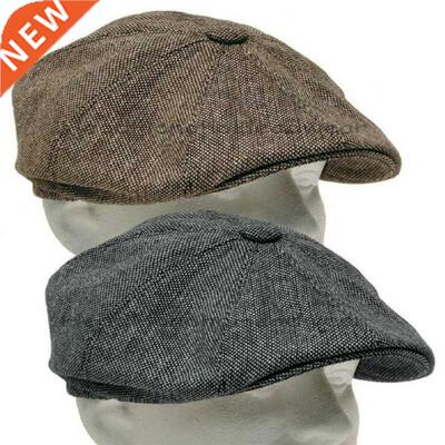 2022 new men's herringbone style berets retro woolen top fel