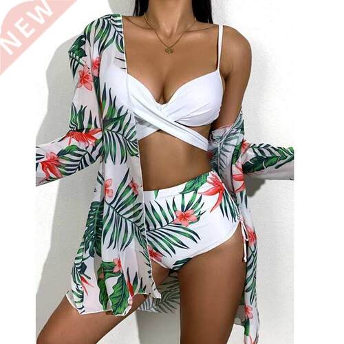Pcs High-Waist Bohemia Swimwear Set Summer Floral Print Bi
