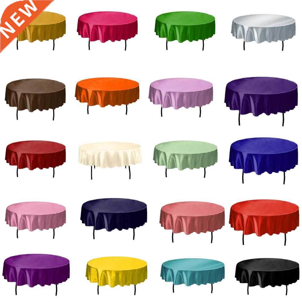 1pcs 145cm Round Satin Tablecloth Table Cover Solid Color Ta