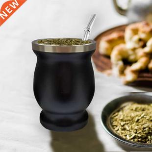 Double-Walled Mate Natural Gourd Tea Cup Set Bombillas