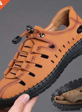 Men's Sandals 2022 Summer Male Beach Genuine Leather Shoes N