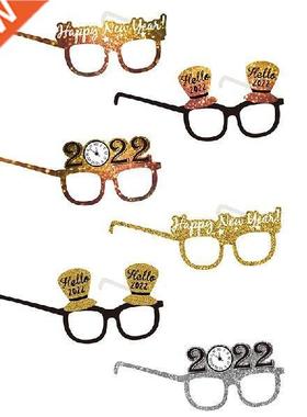 Happy New Year Star Hat Glitter Glasses Frame Photo Props