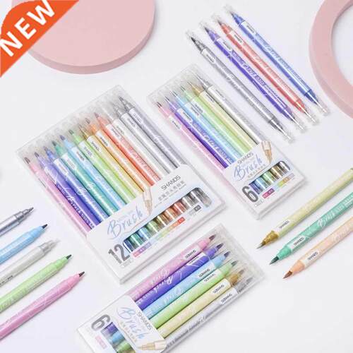 12pcs Metal Ink Brush Pen Set Dual Side Metallic Color Draw