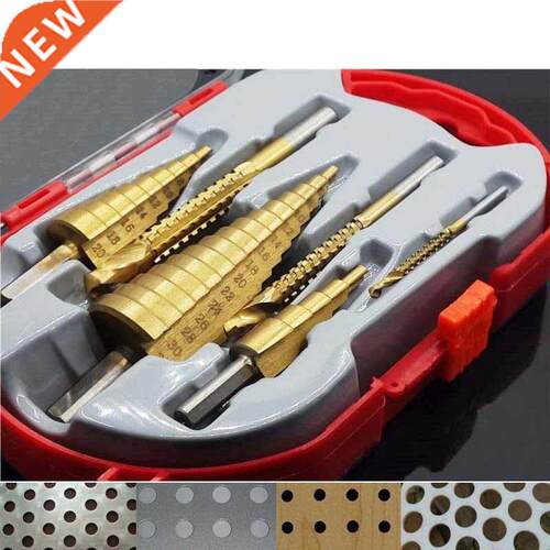 6Pcs HSS Steel Titanium Step Drill Bit Set 4-12/20/32mm Meta