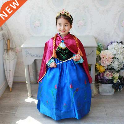 Girls Dress Cartoon Cosplay Snow Queen Princess Dresses Elsa
