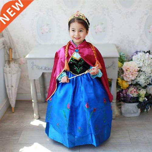 Girls Dress Cartoon Cosplay Snow Queen Princess Dresses Elsa