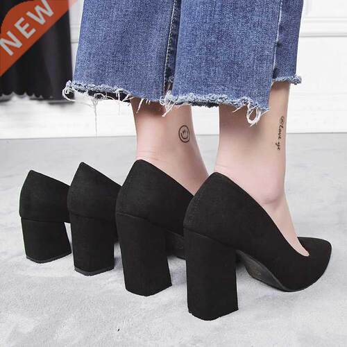 Black High Heels 2021 New Wild Work Shoe Pointed Shallow Mou
