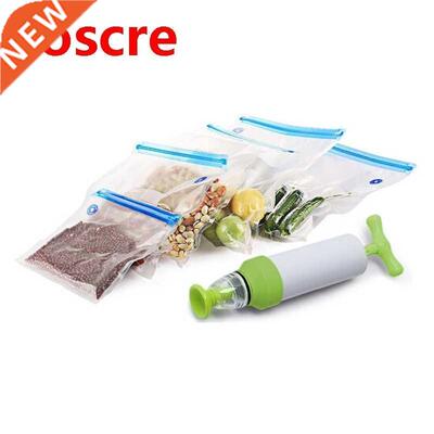5PCs Bag with Manual Pump Ecofriendly Vacuum Bags Food Stora