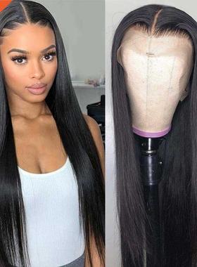 13x4 Straght Lace Front Wg Human Har 30 nch Transparent