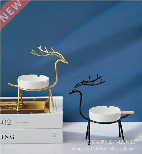 European-Style Iron Deer Ceramic Ashtray Decoration Home