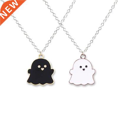 Cute Black And White Ghost Pendant Necklaces For Women Men B