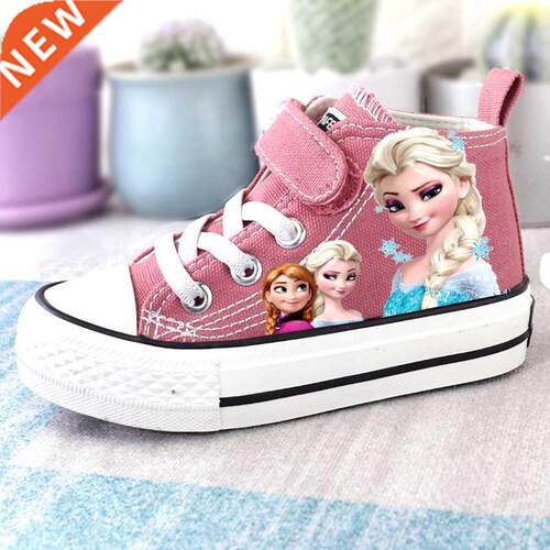 cartoon girl princess elsa shoes high-top children's canvas