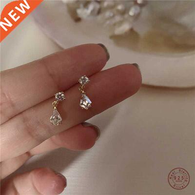 S925 erling Silver Japanese Water Drop Cryal Earrings W
