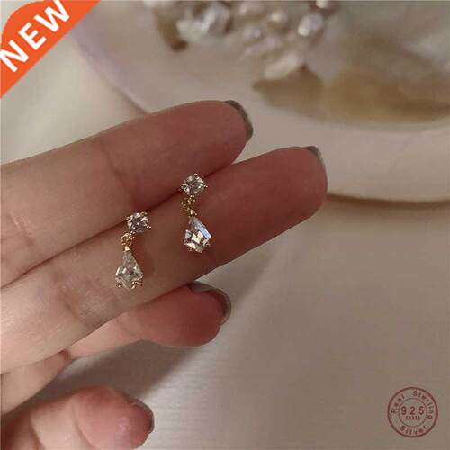S925 erling Silver Japanese Water Drop Cryal Earrings W
