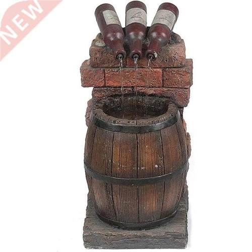 Resin Wine Bottle And Barrel Outdoor Water Fountain Sculptur