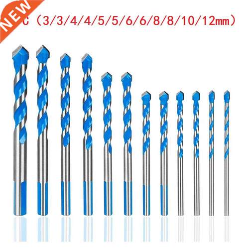 12Pcs Tile Drill Bits Set 3/4/5/6/8/10/12mm Carbide Tip Glas