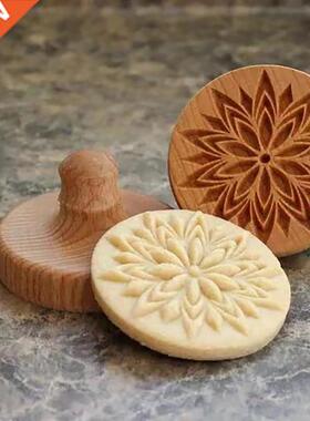 Wooden Provance Cookie Cutter Mold Press 3D Cake Embossing