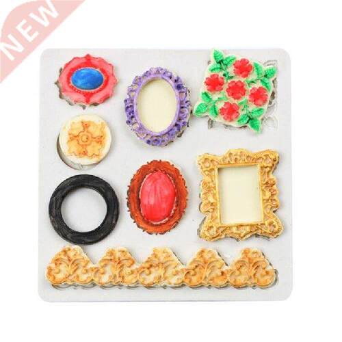 Frame Cake Border Mirror Flower Silicone Molds Gem Jewelry