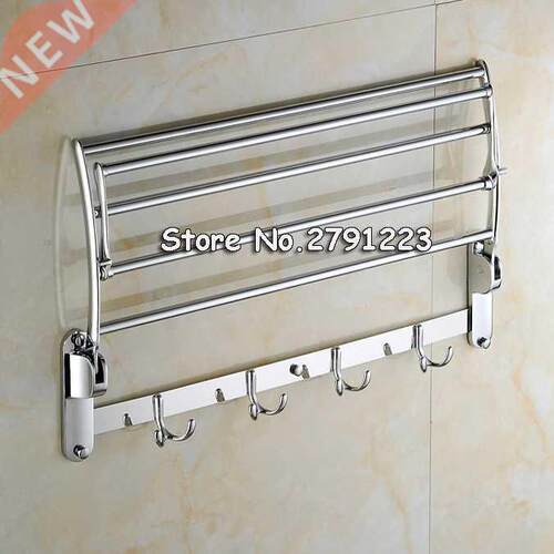 Foldable 04 Stainless Steel Towel Rack Bar Wall Mounted