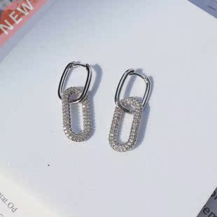 1 Pair fashion gold geometric Oval Rectangle hoop earrings t