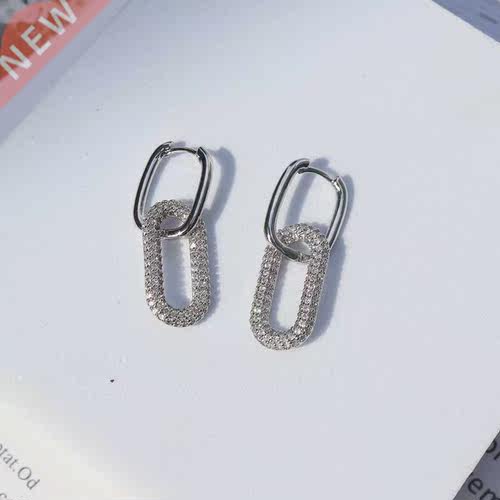 1 Pair fashion gold geometric Oval Rectangle hoop earrings t