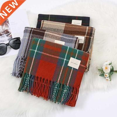 Winter Female Scarf Plaid Long Shawl with Tassels Winter Sca