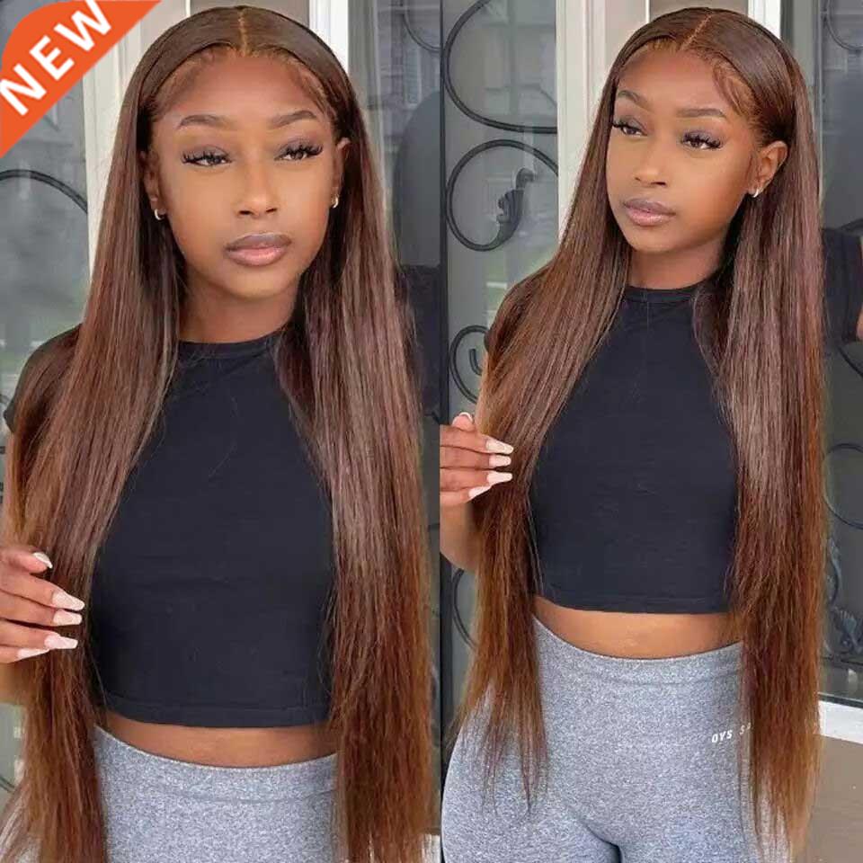 Colored Chocolte Brown 30 Inch Stright Lce Front Wig #4 T