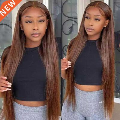 Colored Chocolte Brown 30 Inch Stright Lce Front Wig #4 T