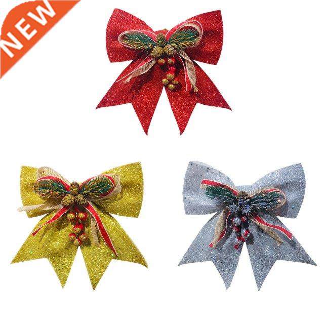 5 Pieces Christmas Bowknot Glitter Ornament Sparkling Sequin